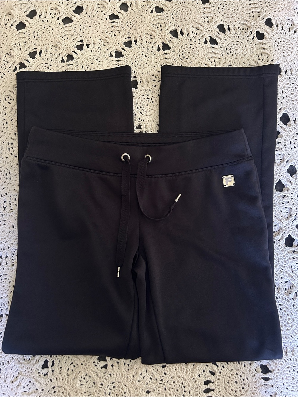 Fila Black Sport Sweatpants with Logo Patch